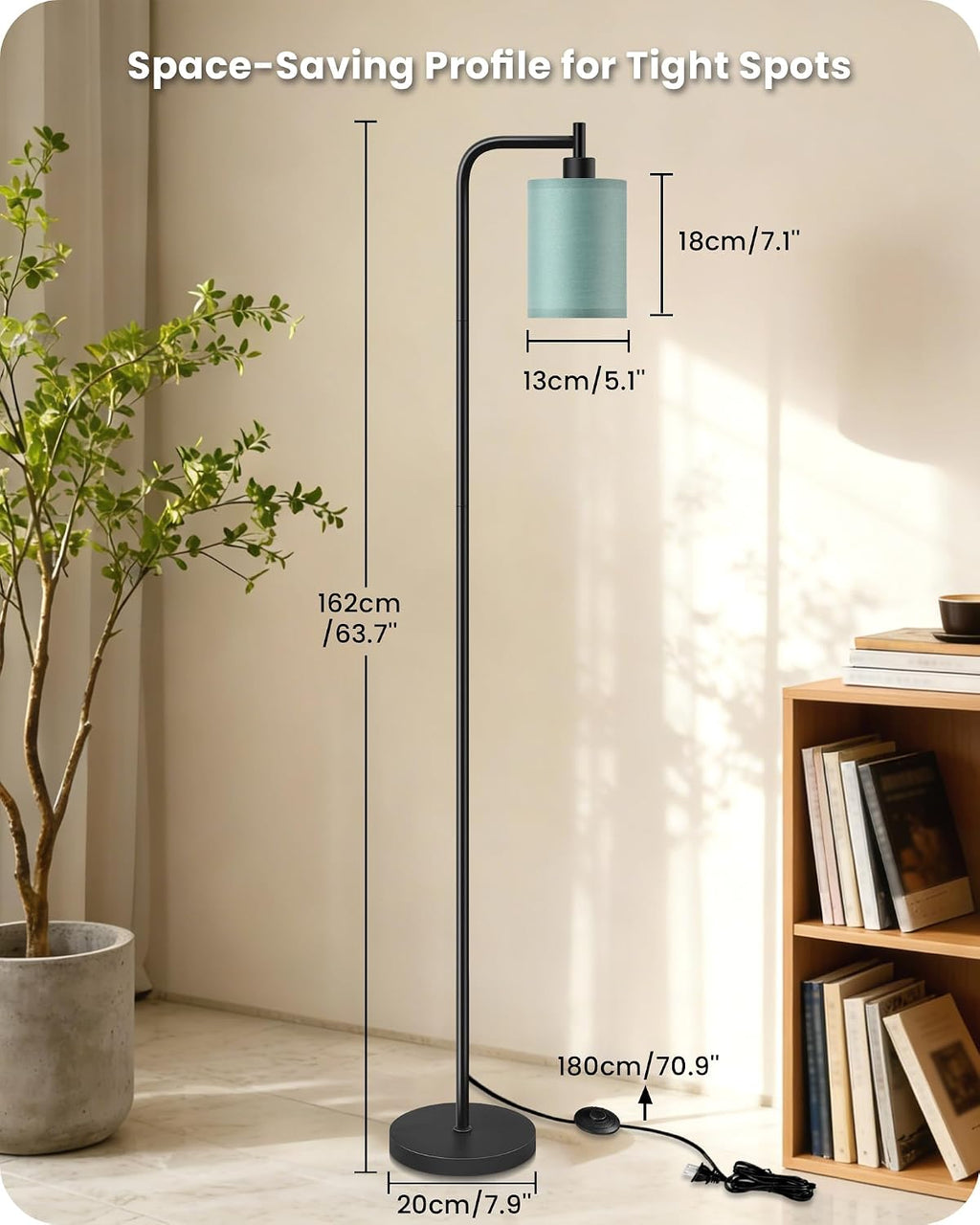 Dimmable Floor Lamp for Living Room with Remote and Foot Switch, Modern Standing, Corner Lamp,10W Bulb 3 Color Temperatures, for Bedroom…