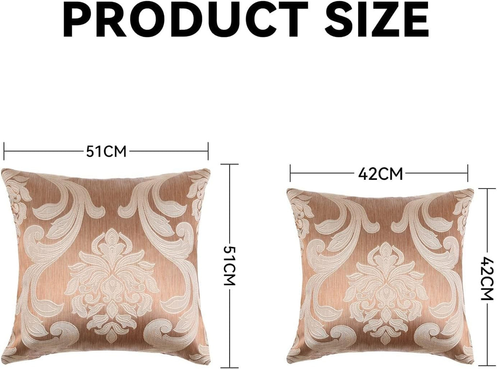 Napearl Throw Pillow Covers-Set of 2 Cushion Covers with Champagne Gold Beige Jacquard Patterns, Decorative Pillowcase for Couch, Sofa, Bed…