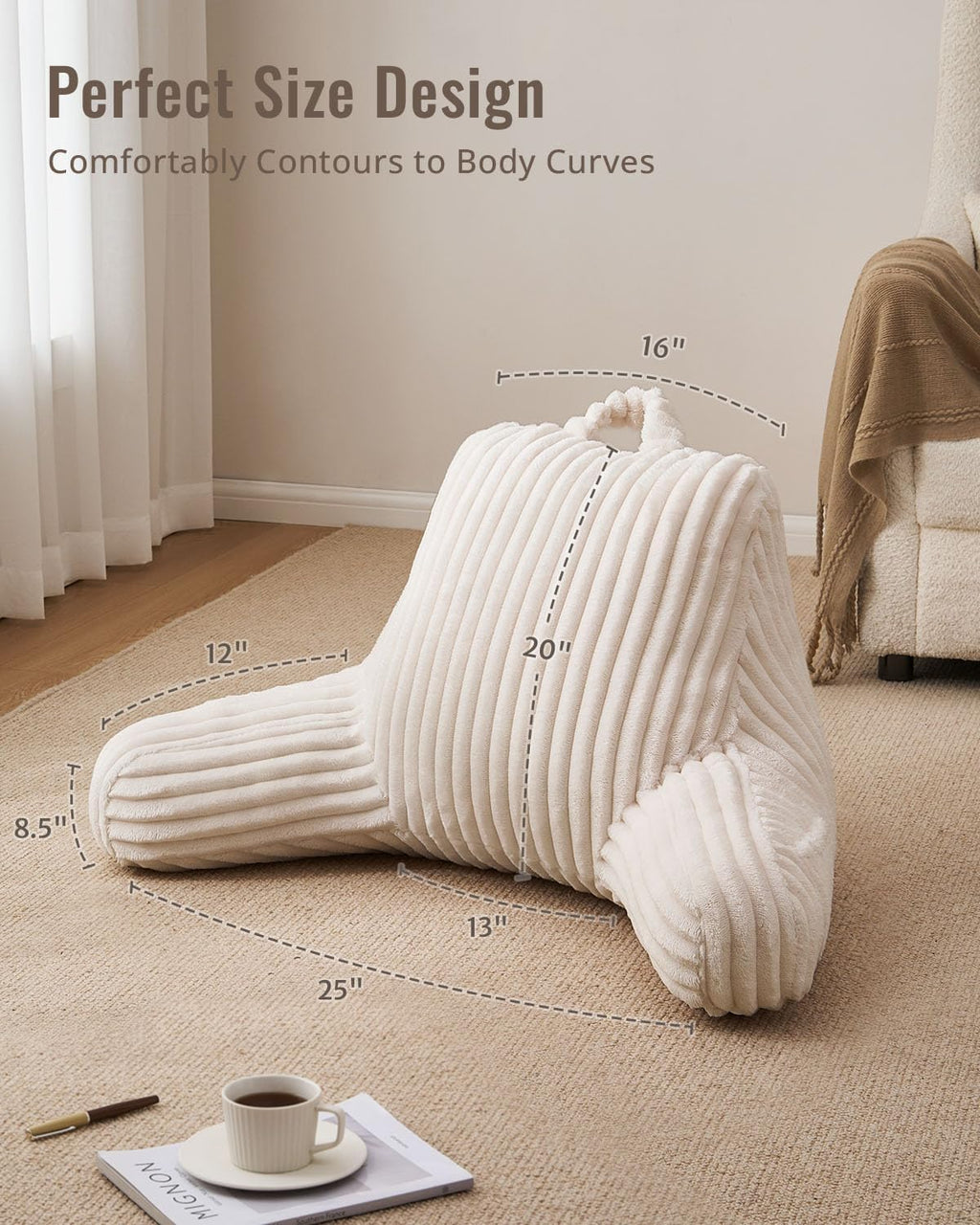 BlissfulDiary Blissful Diary Reading Pillow for Sitting in Bed, Large Flannel Back Pillow Bed Sitting Up for Adult & Children, Backrest Cus…