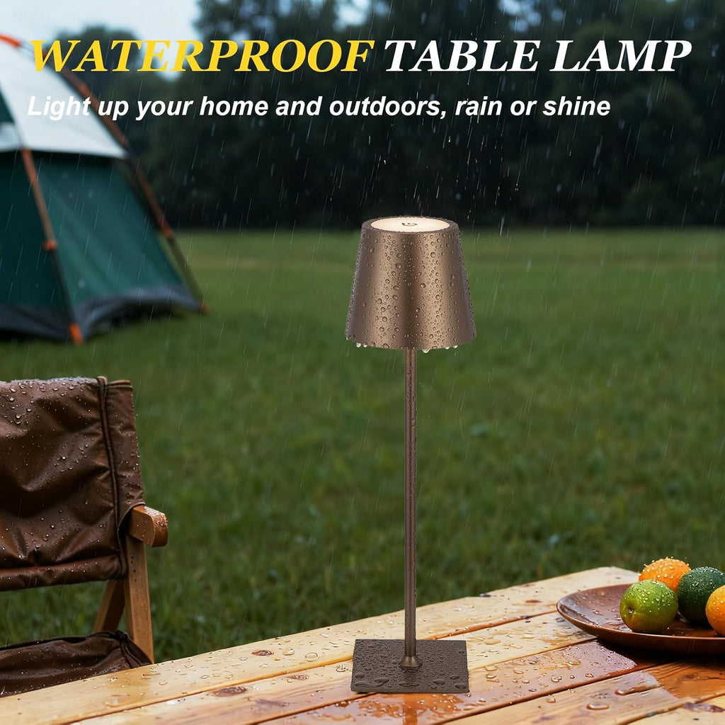 Kakanuo Brown Cordless Rechargeable Table Lamp 5000mAh Battery Operated Lamps, 3 Colors Stepless Dimming Touch Lamp for Living Room…