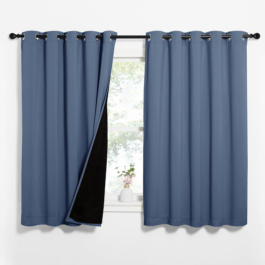 Nicetown 100% Blackout Curtains 63 inches Long, Pair of Energy Smart & Noise Blocking Out Drapes for Baby Room Window, Thermal Insulated Gu…