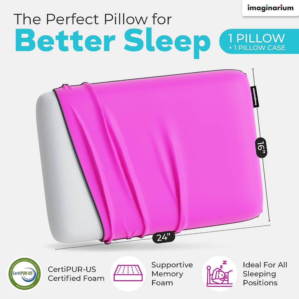 Imaginarium & Co Imaginarium Memory Foam Pillow for Bed - 16" x 24" Standard – Fun Decorative Colorful Pillow for Sleeping - Back, S…