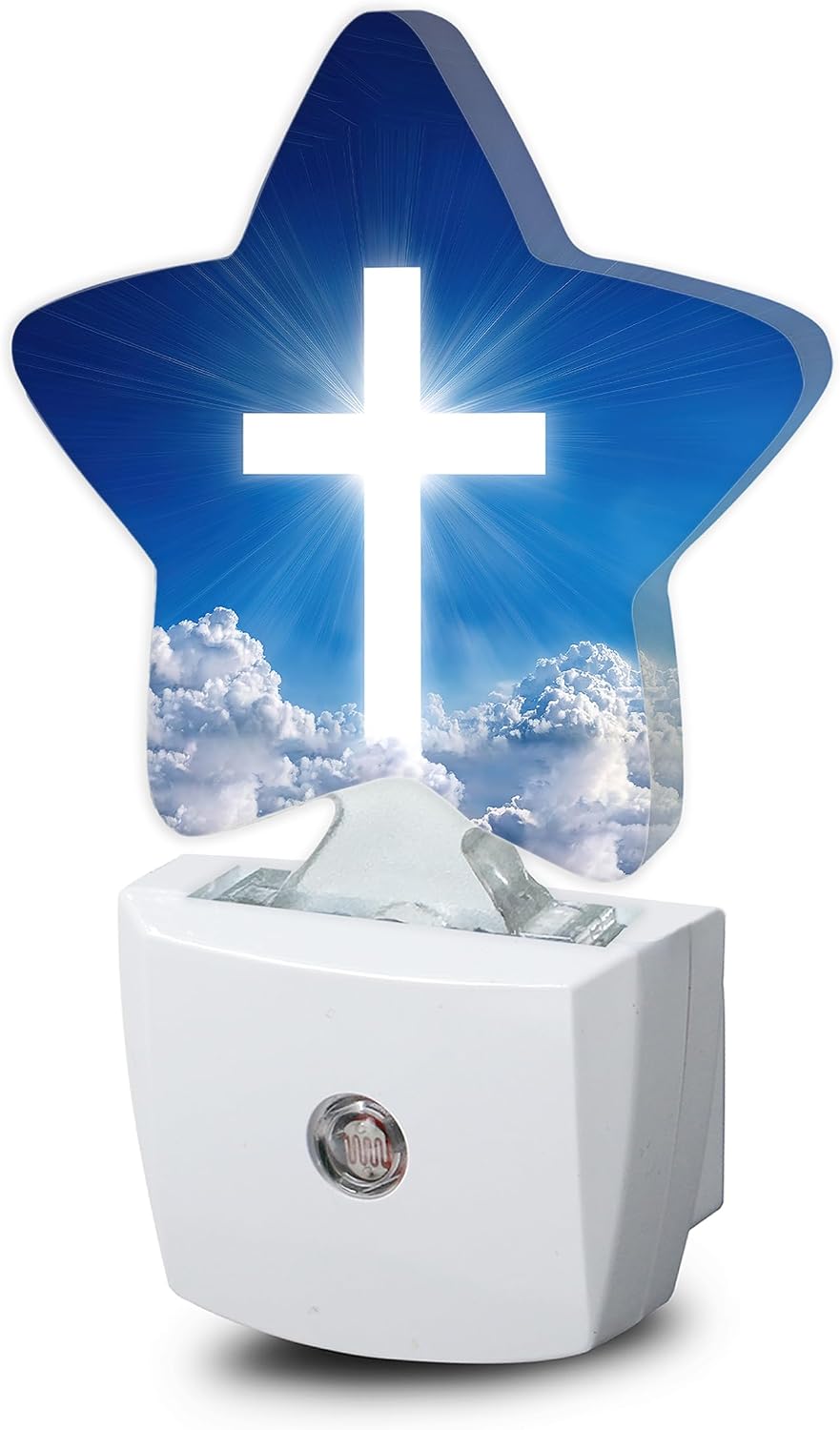 Snowmolle Cross Heaven Night Light, White Cross Sunset Plug-in Star Night Lights with Dusk-to-Dawn Sensor for Bedroom, Bathroom, Living Room S…