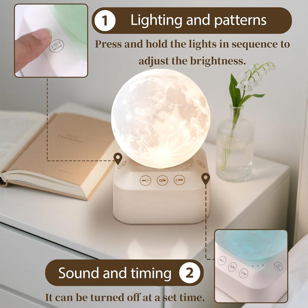 Rukico White Noise Sleep Machine with Moon Lamp Night Light,24 Soothing Sounds, Adjustable RGB Color Changing, for Babies &…