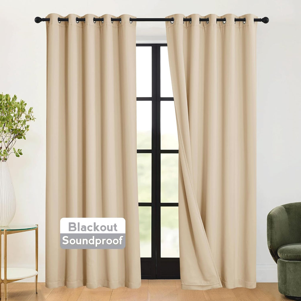 Rybhome RYB HOME 3-in-1 Soundproof - Blackout - Energy Saving Curtains for Bedroom, Soundproof Blanket Curtains for Living Room Nursery Pat…