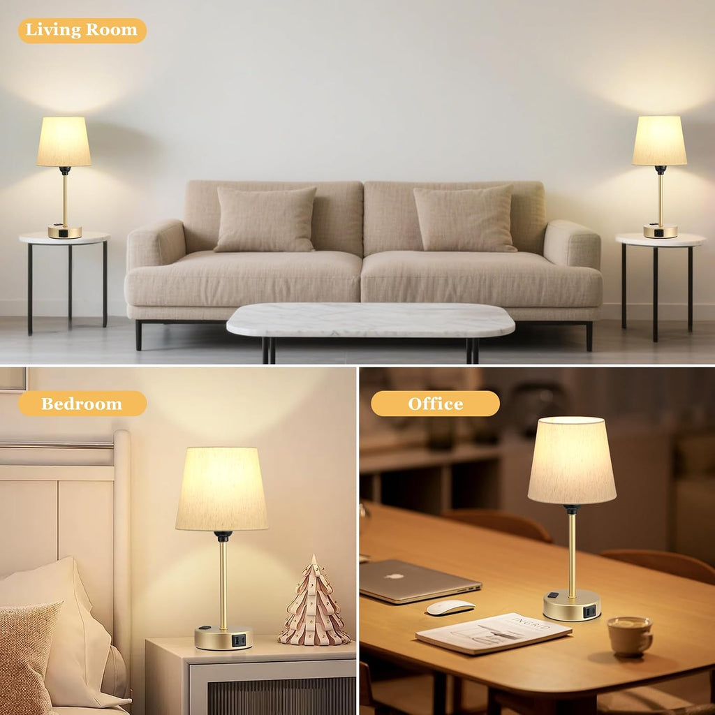 Lamp for bedrooms Set of 2 - Nightstand Bedroom Lamp with USB C Port and AC Outlet Charging, 3 Way Dimmable Touch Control Bed Side Table…