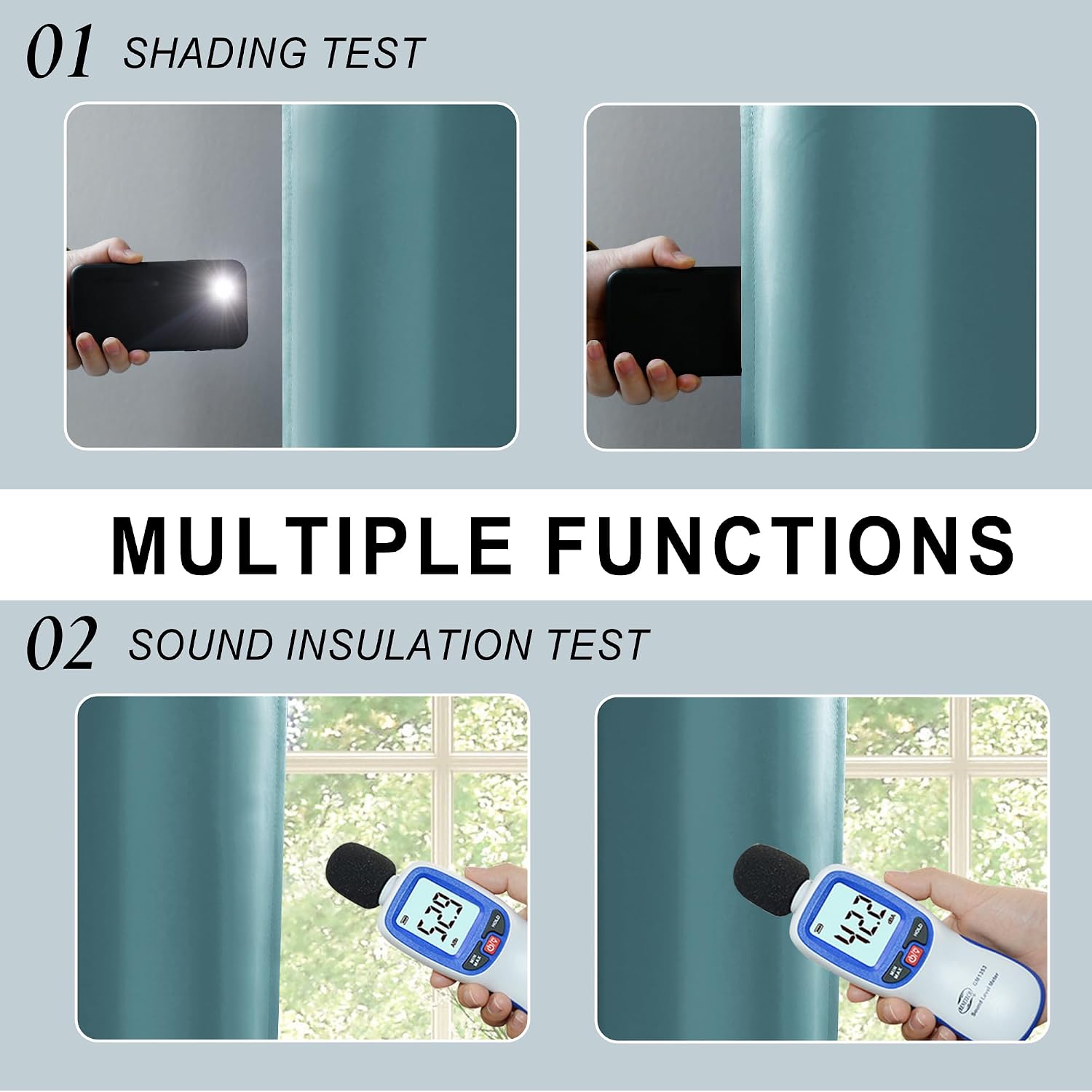Xwzo 100% Blackout Curtains - Thermal Insulated Black Liner Curtains, Noise Reducing and Heat Blocking Drapes for Hall and Studio Windows w…