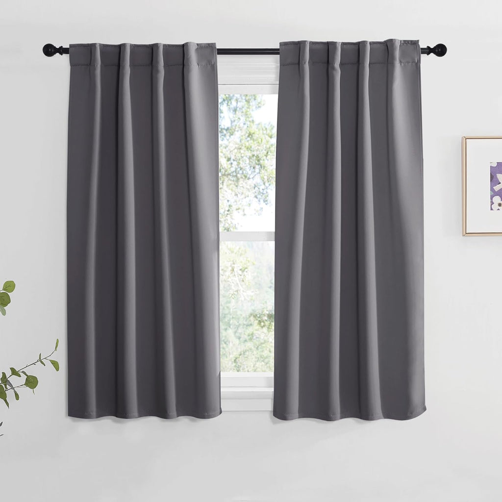NICETOWN Blackout Curtain Panels for Living Room - (Grey Color) 34x63 Inch, 2 Panels Set, Thermal Insulated Room Darkening Blackout…