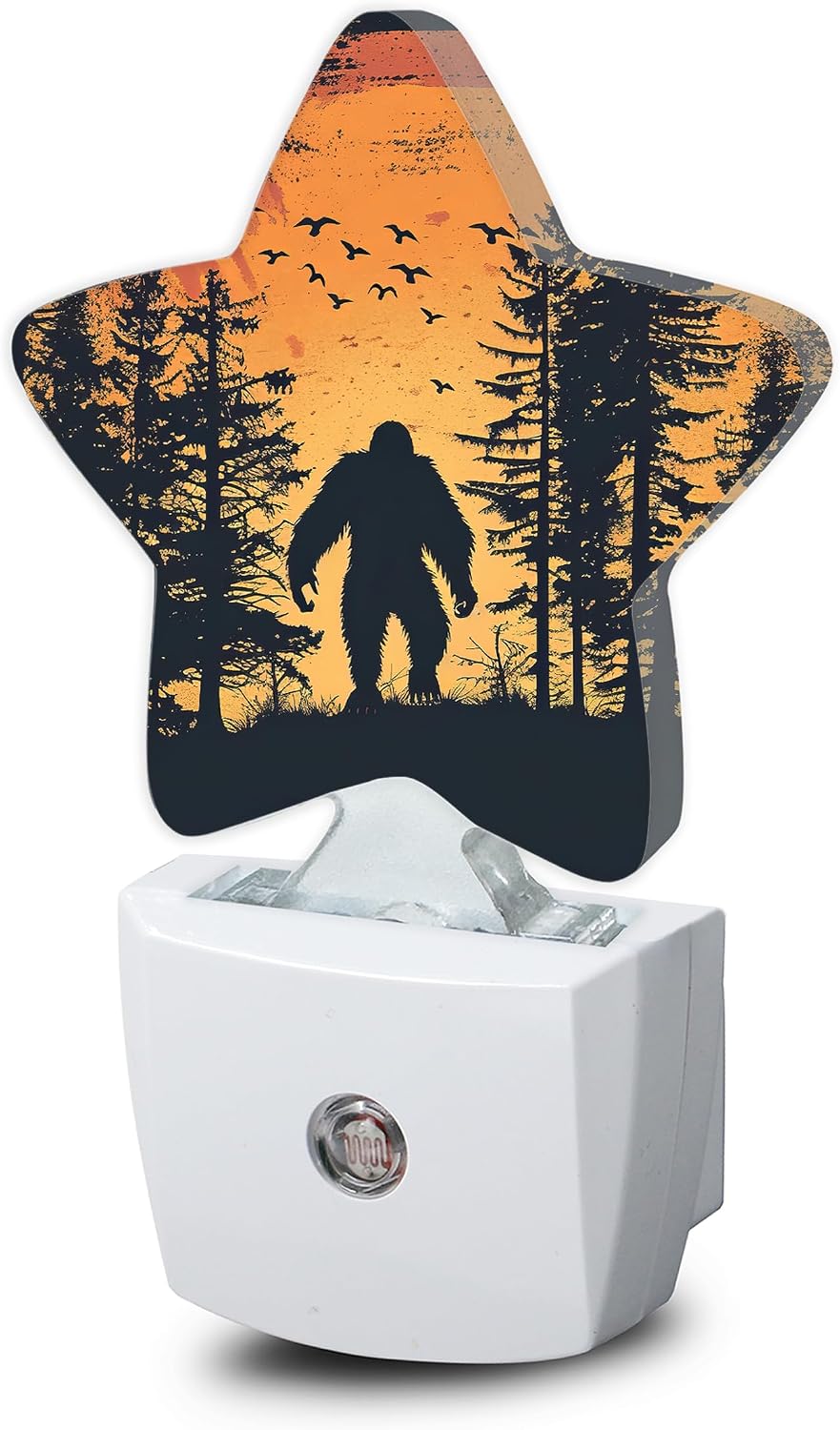 Snowmolle Big Foot Forest Night Light, Sunset Landscape Plug-in Star Night Lights with Dusk-to-Dawn Sensor for Bedroom, Bathroom, Living Room…