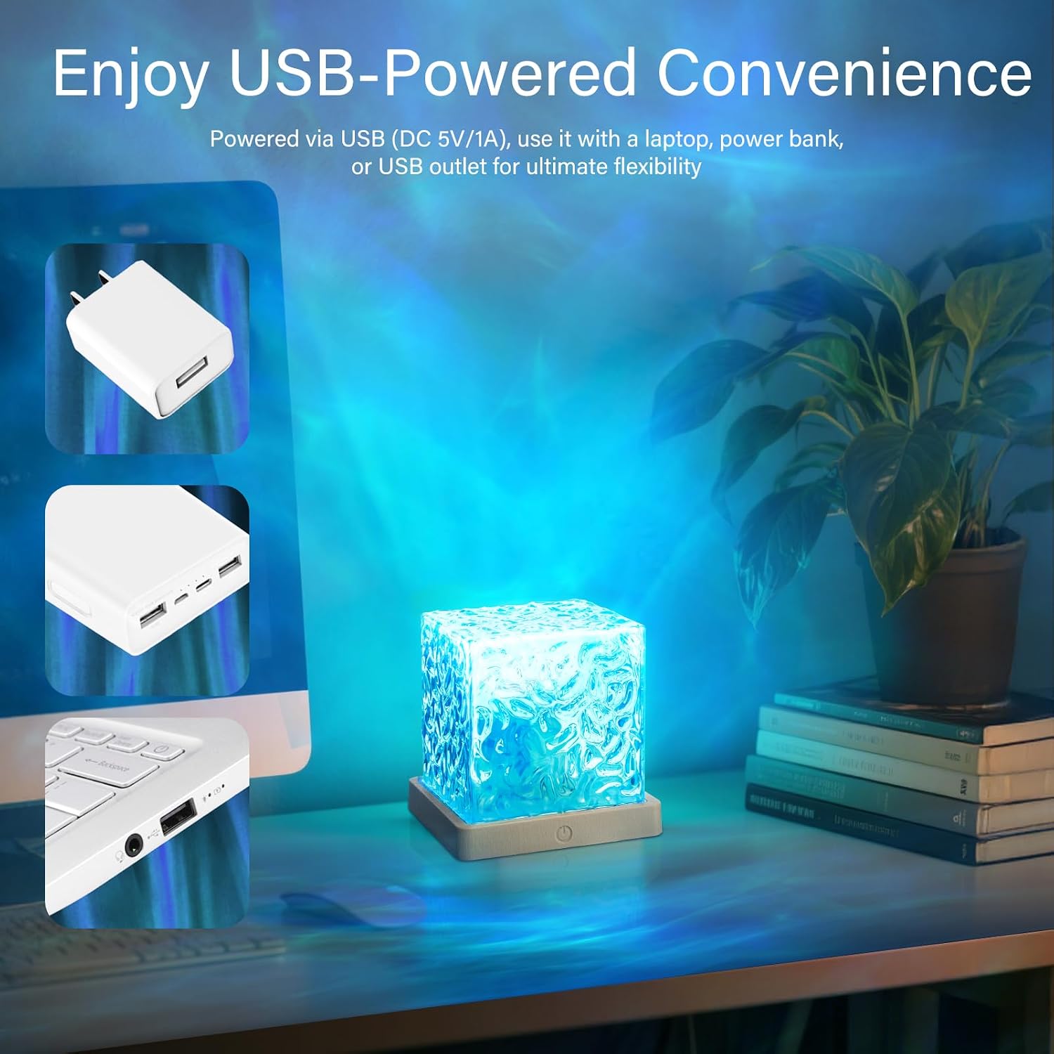 VoMii Ocean Wave Projector Light,16 Colors Luminorthe Cube Lamp with Dynamic Wave Effect, Northern Lights Projector Ambient Lighting with…