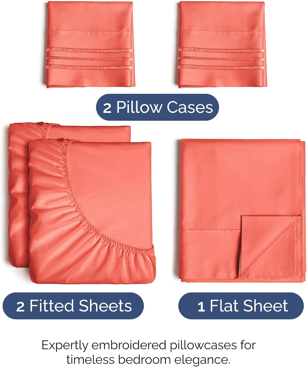 Split King Size 5 Piece Sheet Set - Comfy Breathable & Cooling Sheets - Hotel Luxury Bed Sheets for Women & Men - Deep Pockets, Easy-Fit…