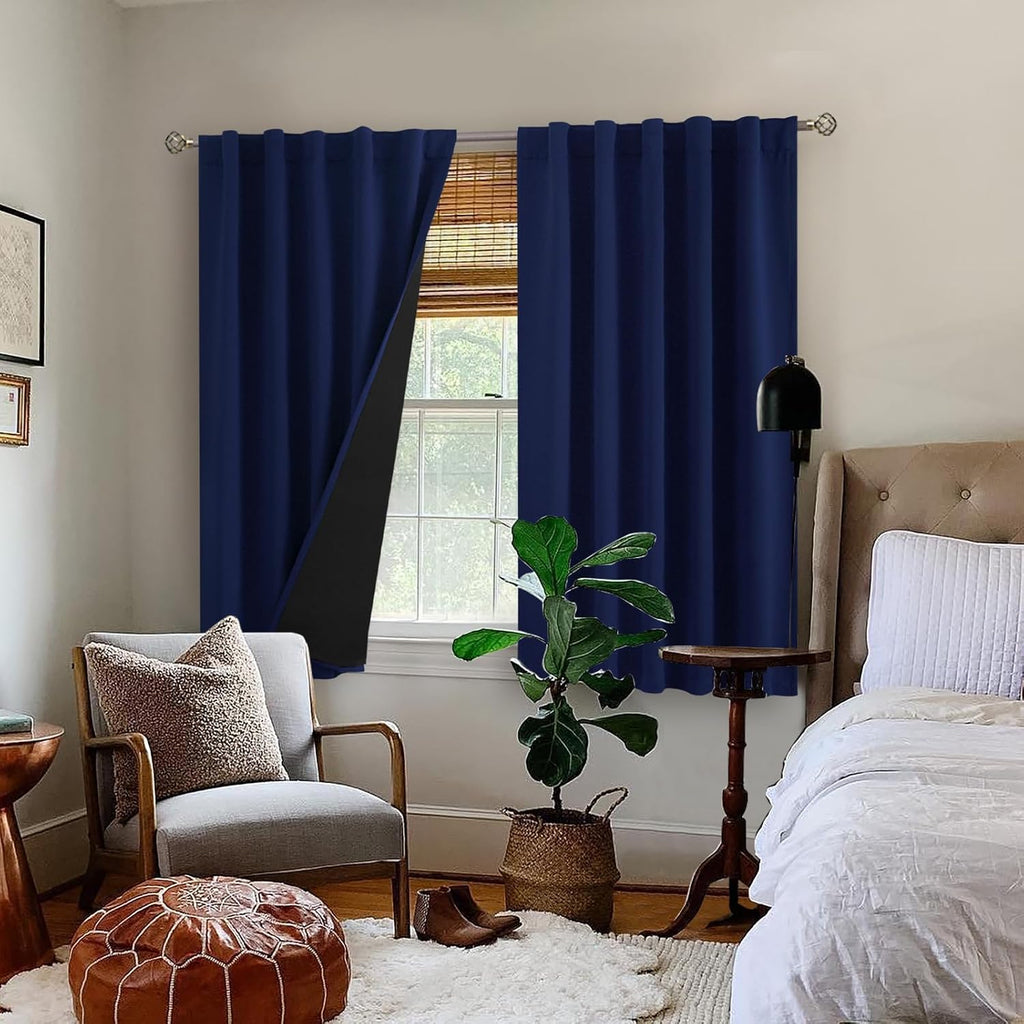 BGment 100% Blackout Curtains 40 Inch Length for Cafe, Rod Pocket and Back Tab Double Layer Thermal Insulated Full Room Darkening Bedroom…