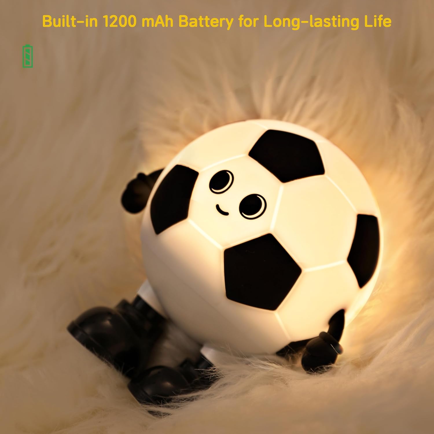 Soccer Night Light, 7 Colors Dimmable Bedside Lamp, Touch Control Night Lamp with Timer for Kids Adults, Used for Camping Party Room…