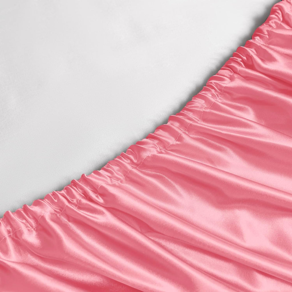 Golal Satin Sheets Twin XL Size - 3 Pieces Luxury Silky Soft Bed Sheets, Wrinkle-Free Pink Satin Silk Sheet Set with 1 Deep Pocket Fitted S…