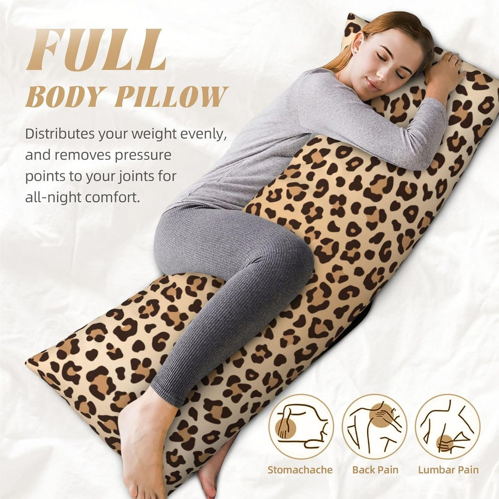 Sovvin Leopard Print Body Pillow Cover Animal Skin Texture Long Pillow Case with Zipper Decorative Soft Cushion Bedding Pillowcase f…