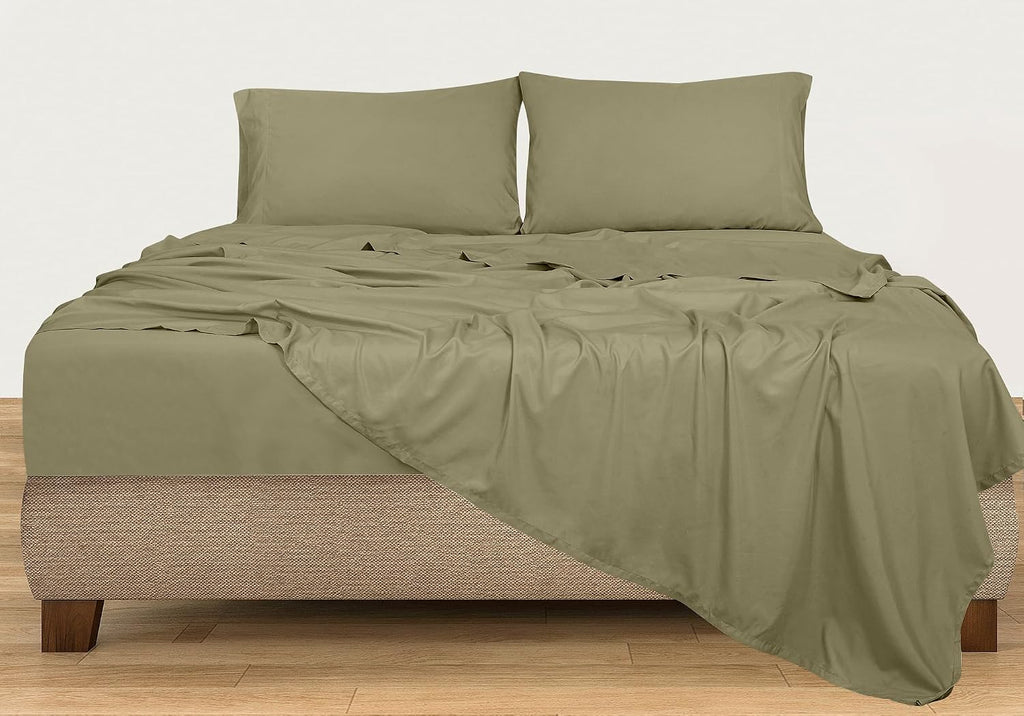 Royalelinens ROYALE LINENS 300 Thread Count 100% Long Staple Combed Cotton Sheet Set - 4 Piece Queen Bed Sheets - 1 Fitted, 1 Flat & 2 Pill…