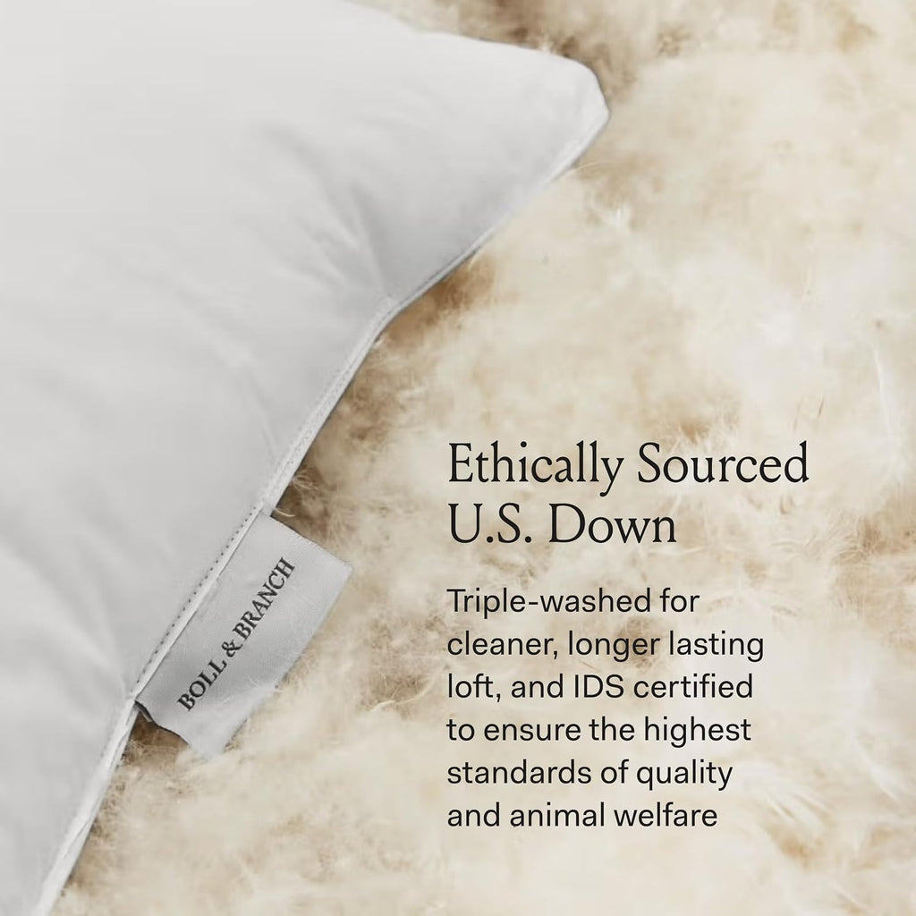 BollBranch BOLL & BRANCH Down Chamber Pillow - Medium, King - Naturally Cooling Shell - Comfort, Superior Support - Cruelty-Free IDS Certif…