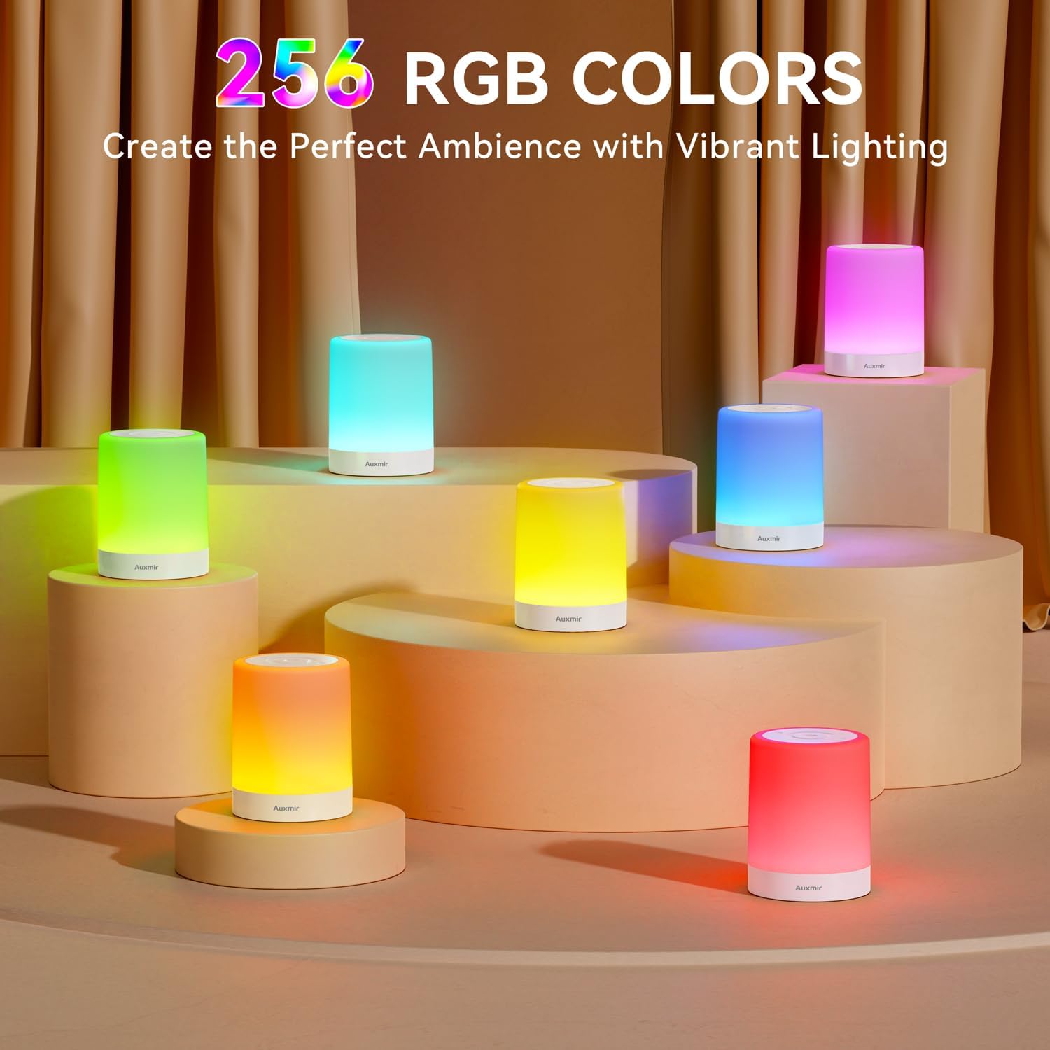 Auxmir Nursery Night Light for Baby, Rechargeable Touch Lamp for Breastfeeding & Diaper Changes, 256 RGB Colors 5 Brightness Levels, 1/2/3H…