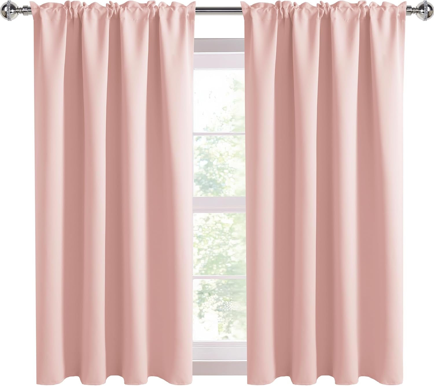 DWCN Blackout Curtains – Thermal Insulated, Energy Saving & Noise Reducing Bedroom and Living Room Curtains, Blush Pink, W 42x L 54 Inch…