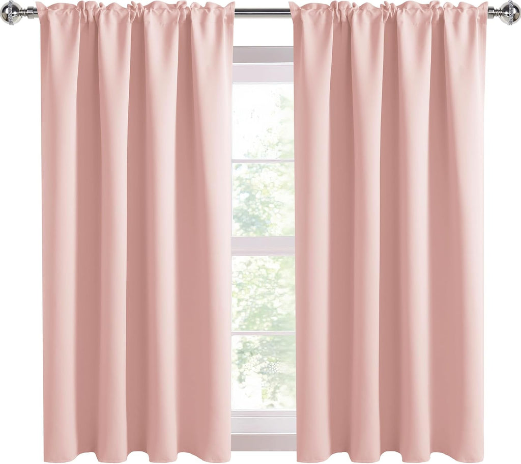 DWCN Blackout Curtains – Thermal Insulated, Energy Saving & Noise Reducing Bedroom and Living Room Curtains, Blush Pink, W 52x L 54 Inch…