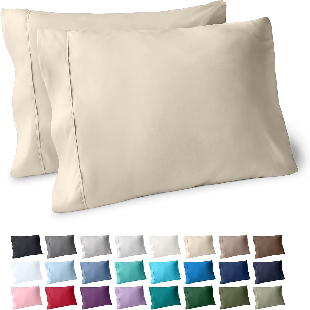 BareHome Bare Home Microfiber Pillow Cases - King Size Set of 2 - Cooling Pillowcases - Double Brushed - Sand Pillowcases 2 Pack - Easy Car…