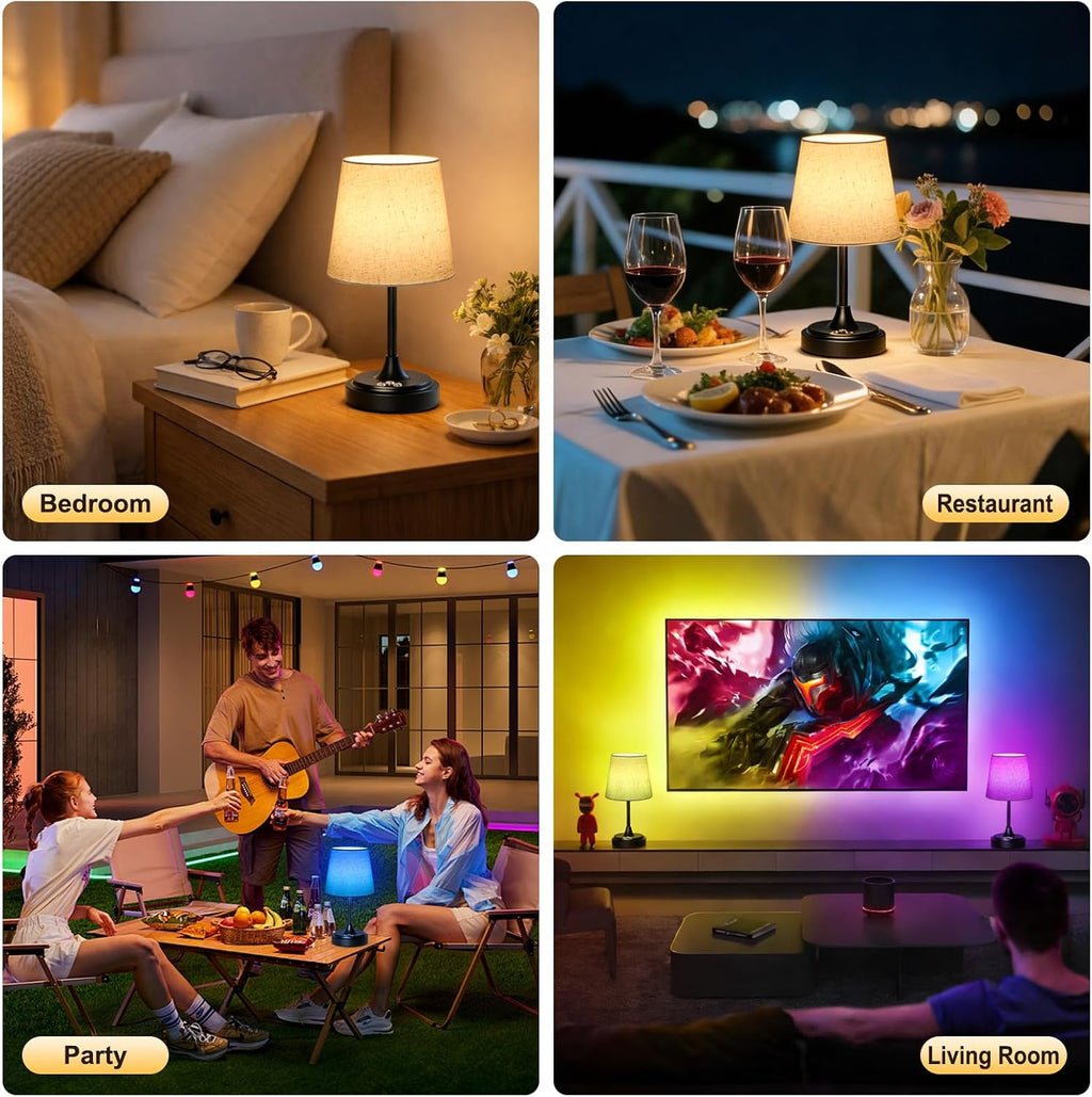 Wowag Small Cordless Table Lamp Rechargeable,5000mAh Battery Operated Desk Lamp,3 Colors & 7 RGB Stepless Dimmable, Touch Ambient Light…