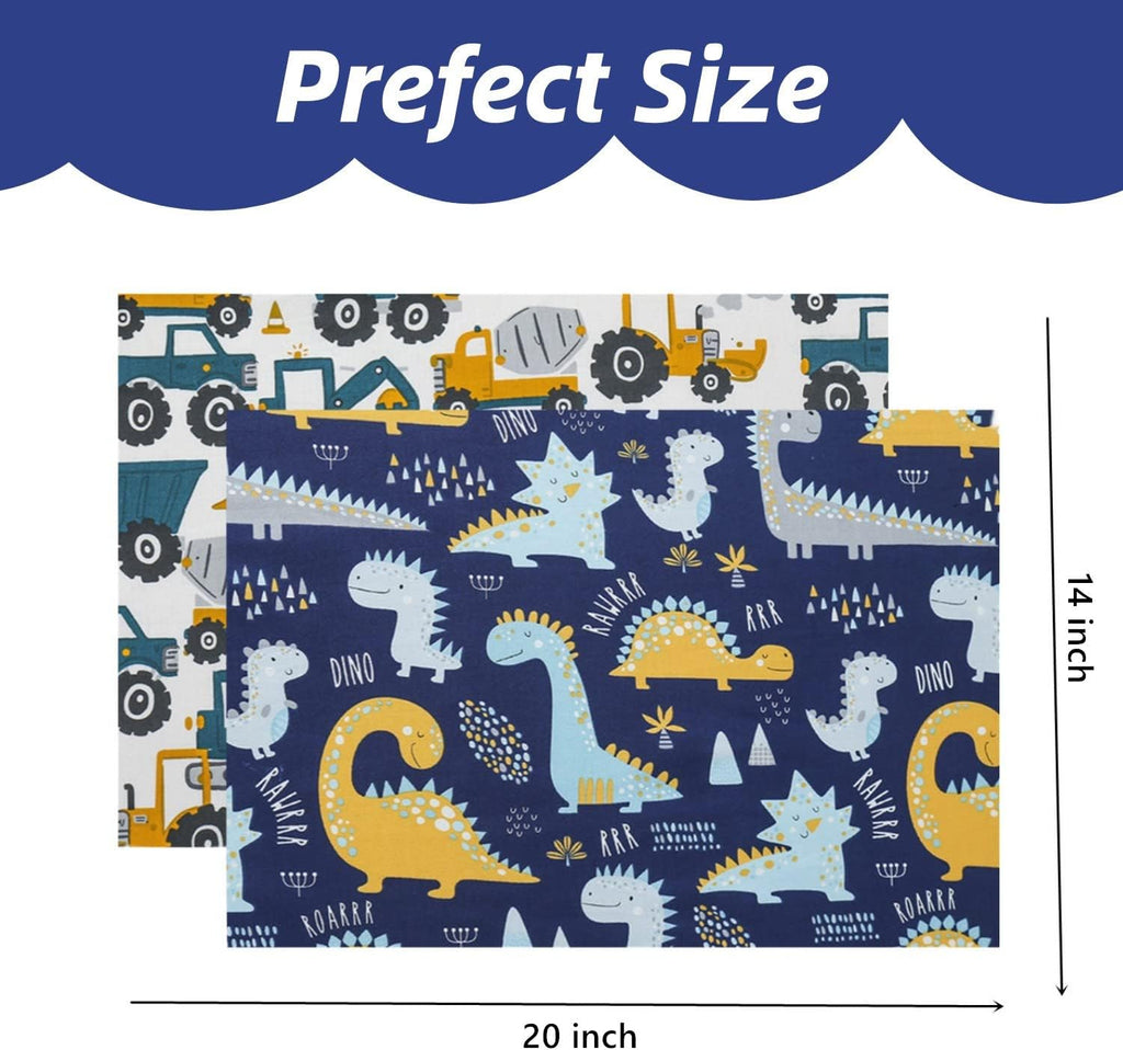 Kid Toddler Pillowcase,2 Packs 100% Cotton Pillow Cover for Kids Bedding,14x20 Pillowslip Case Fits Pillows Sized 13x18 or 14x19, Envelope…