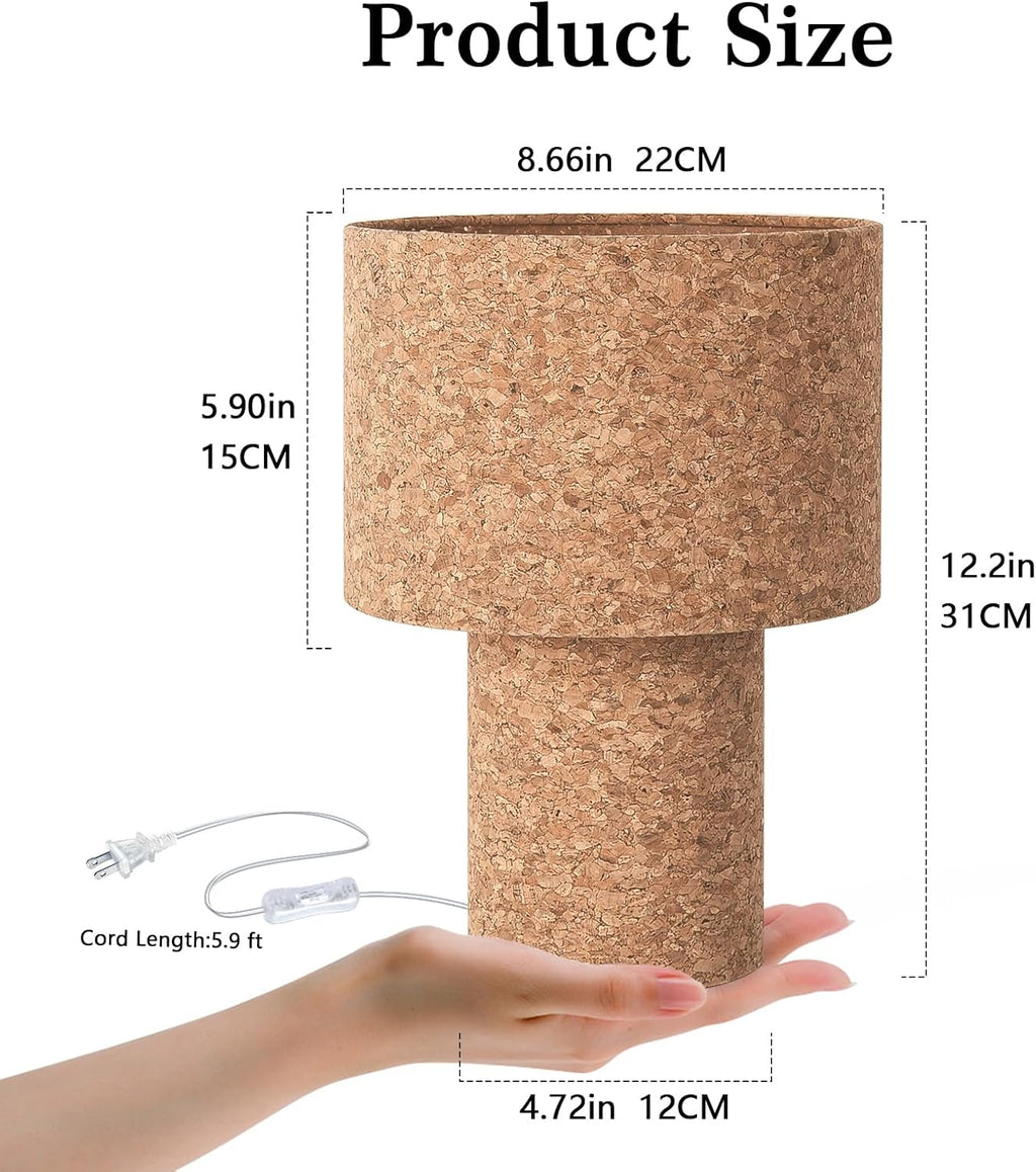 Ziqqeelam Rustic Small Table Lamp with Natural Bark Linen Lamp Shape, Farmhouse Bedside Lamp for Nightstand, Side Table Lamp for Kitchen…