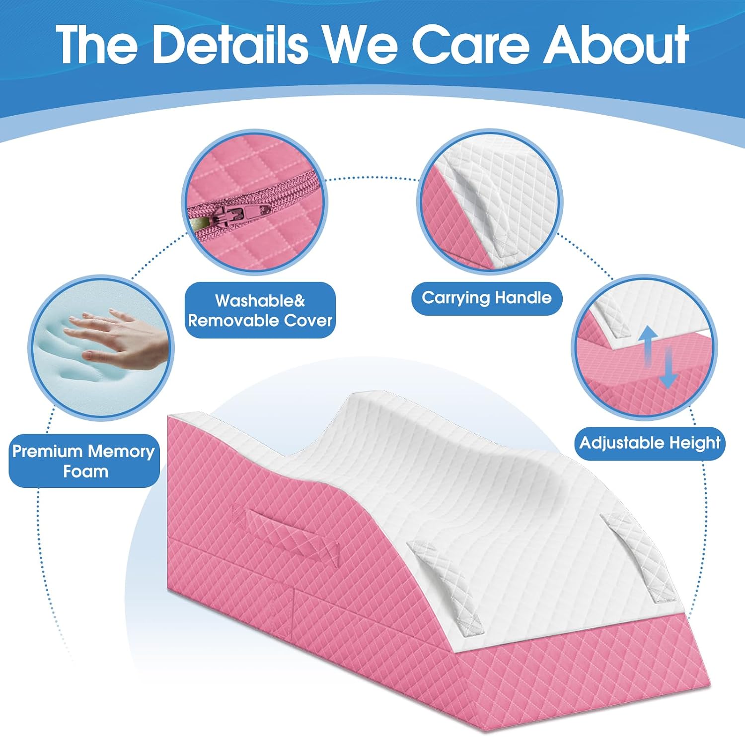 TranquilRelax TranquilRelax Elevation Pillows for Leg After Surgery, Memory Foam Adjustable Wedge Pillow for Injury or Rest, Ankle P…