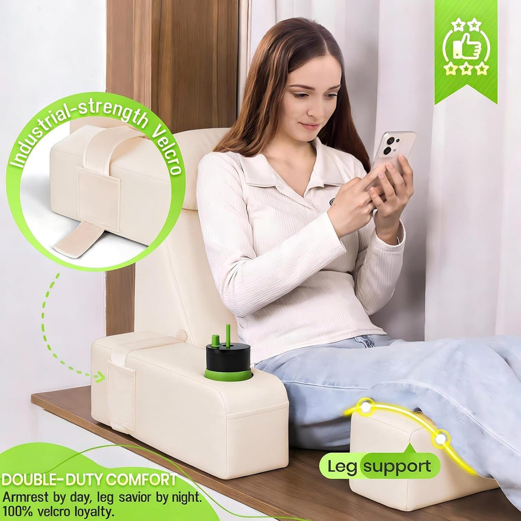 Asawesling 19 INCH Reading Pillow for Adults, Back Pillow for Bed Sitting Up, Backrest Pillow for Sitting in Bed, Detachable Arms with Buil…