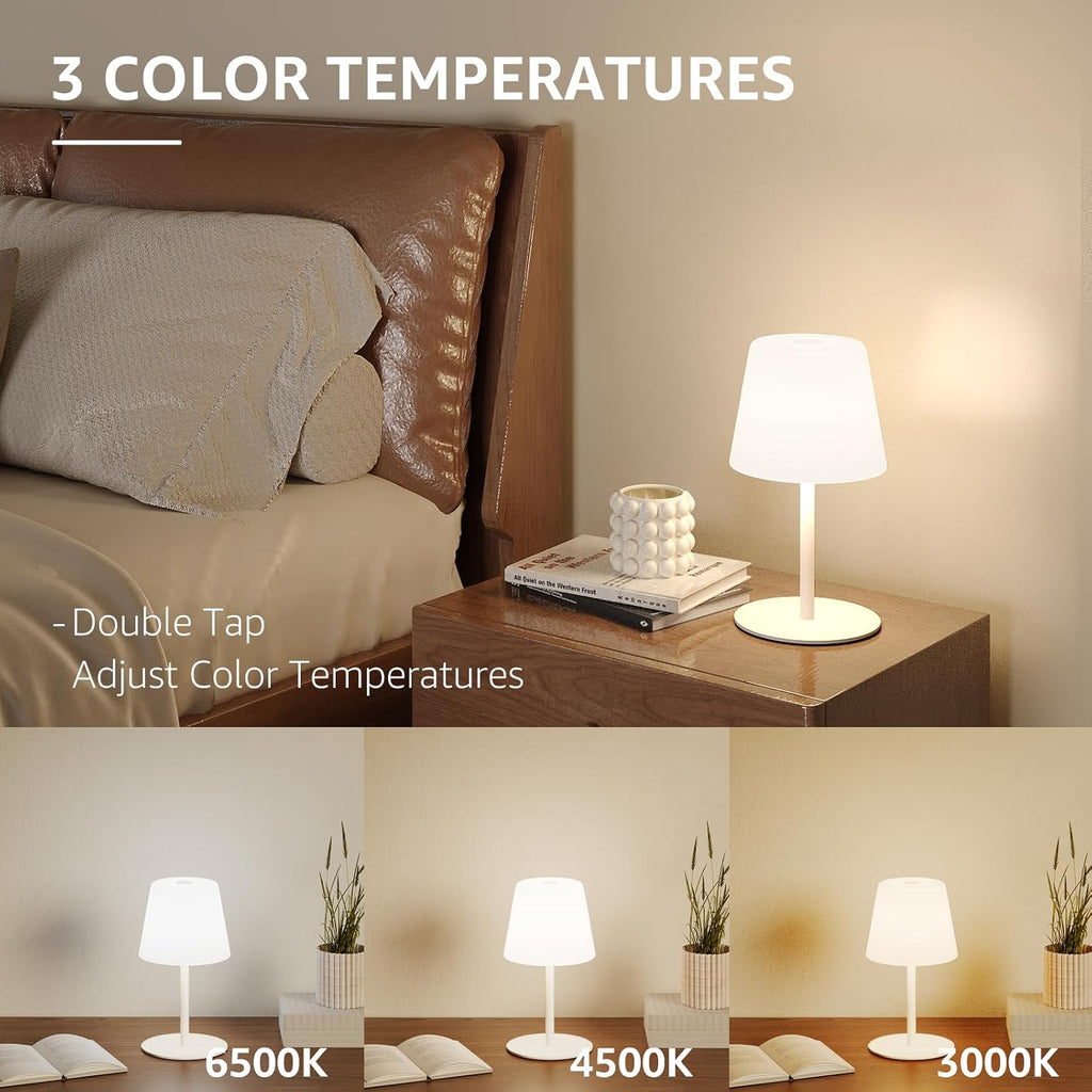 Litluzecozy Clean White Cordless Lamp for Nursery, Waterproof Rechargeable Shower Lamp with 4000mAh Battery, 3-Color Stepless Dimmable Nigh…
