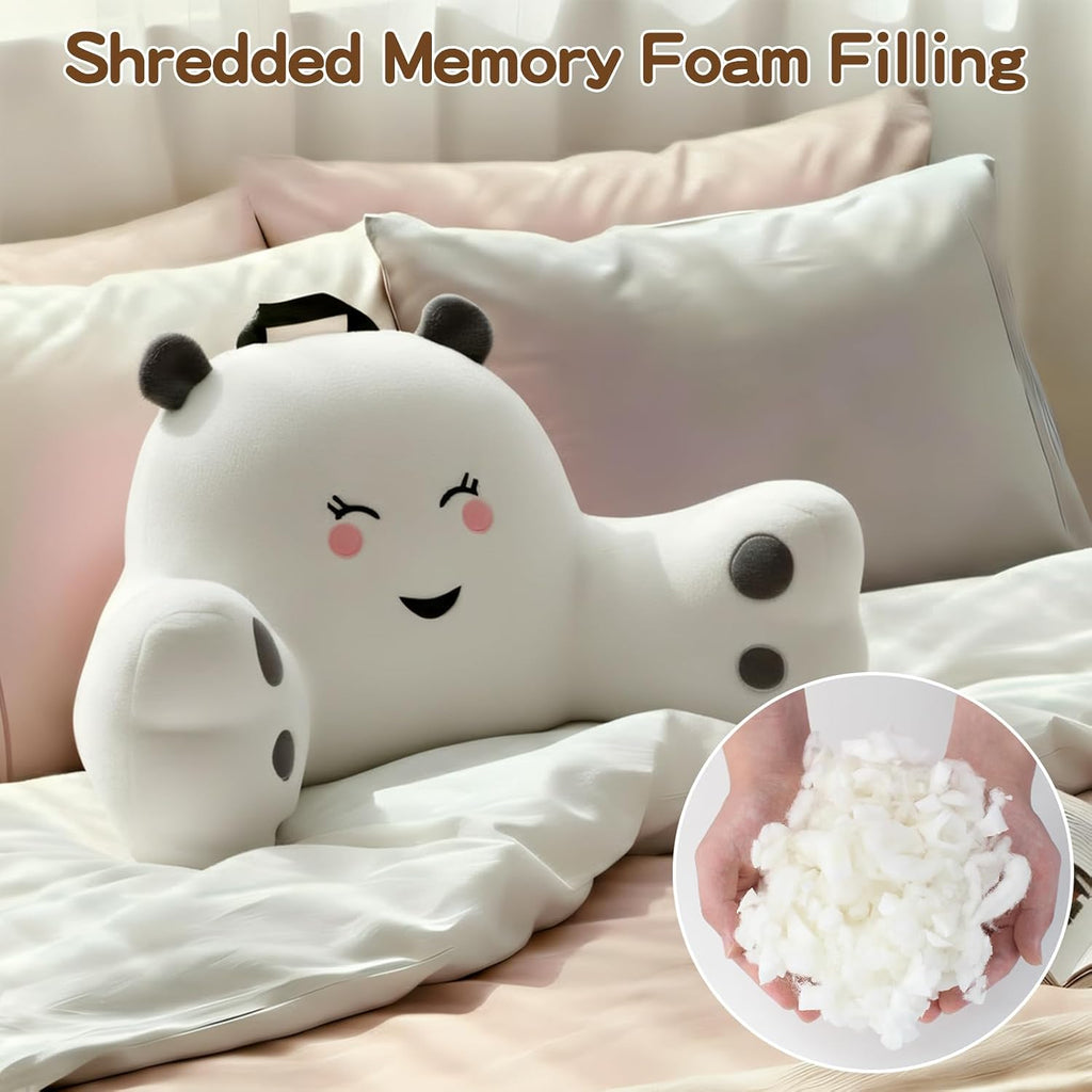Ajicong Reading Pillow for Sitting in Bed Couch Teens/Adult, Back Rest Pillow for Sitting Up in Bed with Shredded Memory Foam, Includes Arm…