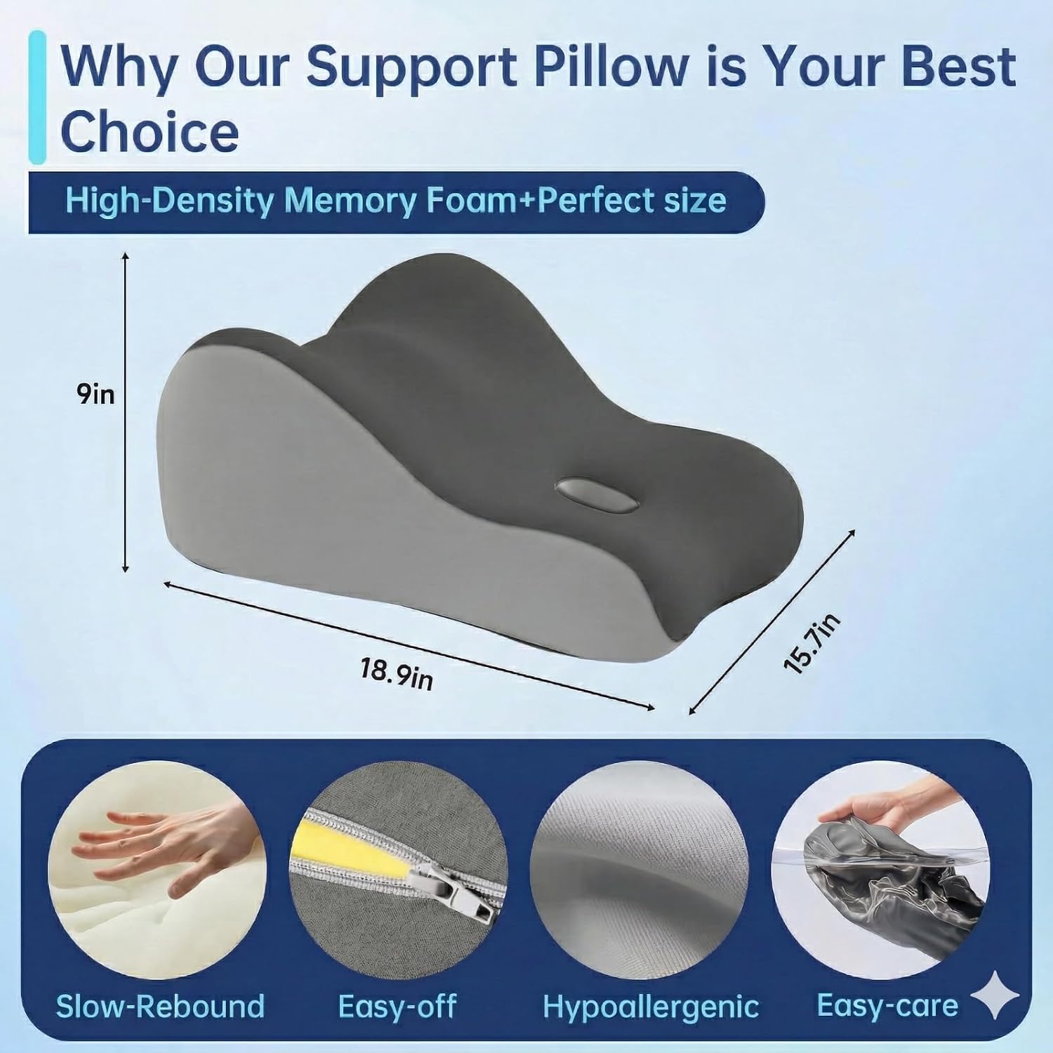 Ergonomic Memory Foam Wedge Pillow for Couples, Intimacy & Love Pillow for Adult Play, Bed Reading Cushion for Back Pain and Acid Reflux…
