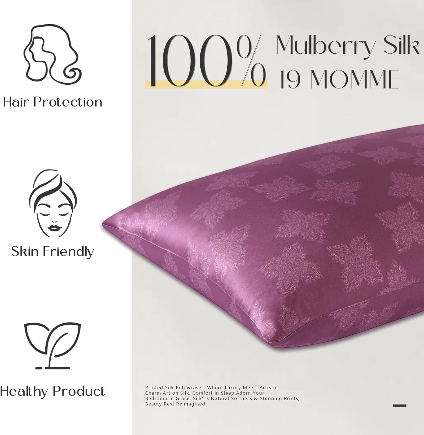 Zimasilk 100% Pure Mulberry Silk Pillowcase for Hair and Skin everyday comfort, Soft and Smooth, Both Sides Grade 6A Silk, 600 Thread…