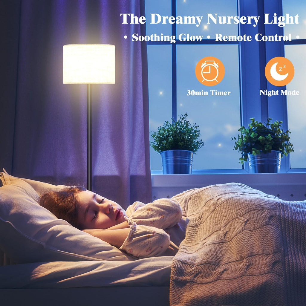 Qaubauyt Smart LED Floor Lamp with APP Control & RGB Colors - Dimmable Standing Lamp for Living Room, Bedroom, Gaming - Remote, Timer, 9W…