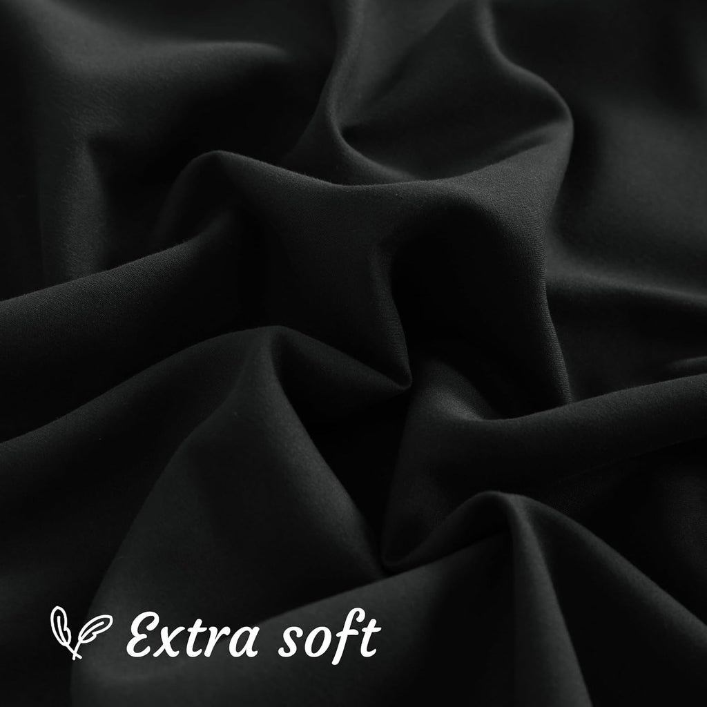 Ntbay Queen Pillow Cases Set, 2 Pack Brushed Microfiber 20x30 Inches, Soft, Wrinkle, Fade, Stain Resistant Black Pillow Cases with Envelope…