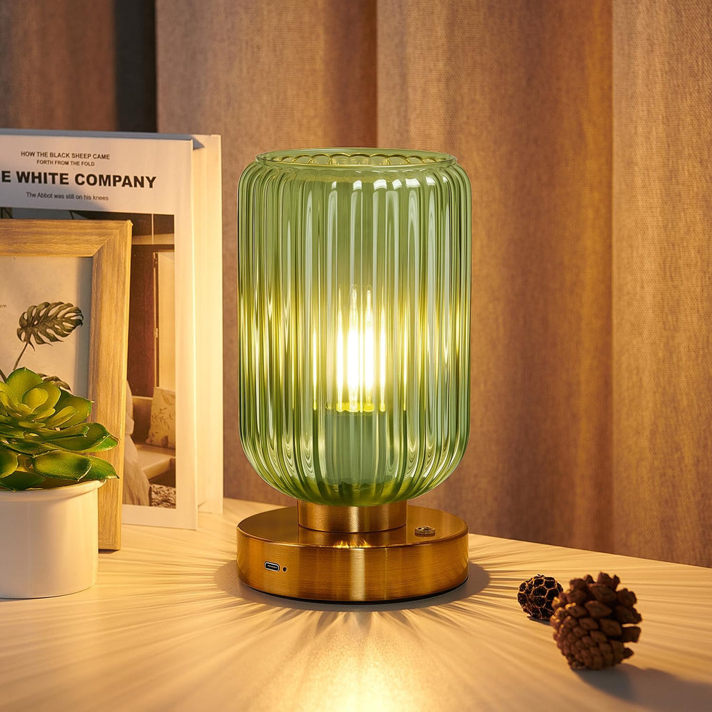LightRound Cordless Table Lamp for Bedroom, 7500mAh Rechargeable Battery Operated Lamp, Modern Touch Dimmable Wireless Lamp Gold Base…