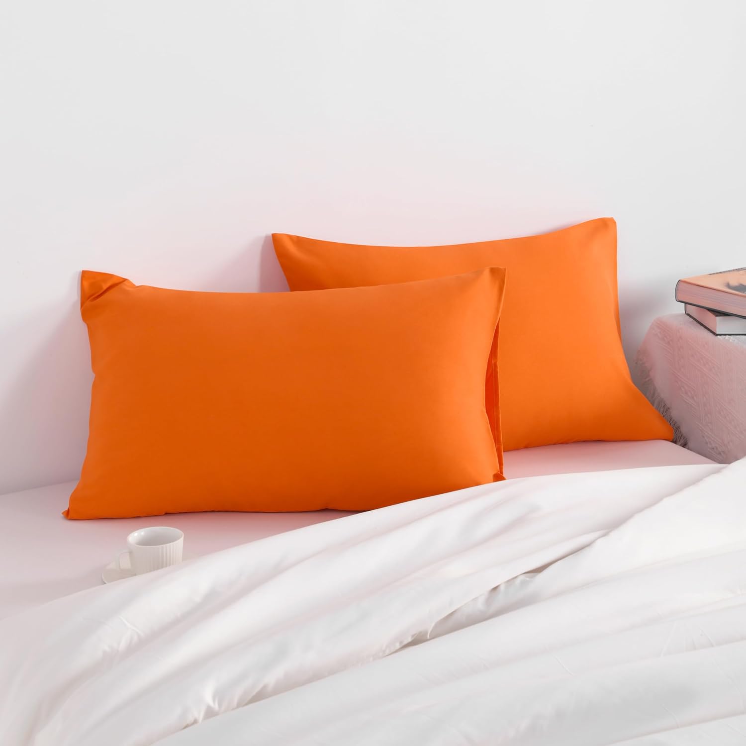 Ntbay Toddler Pillow Cases Set of 2, 2 Pack Brushed Microfiber 14x20 Pillow Cases, Soft, Wrinkle, Fade, Stain Resistant Orange Pillow Cases…