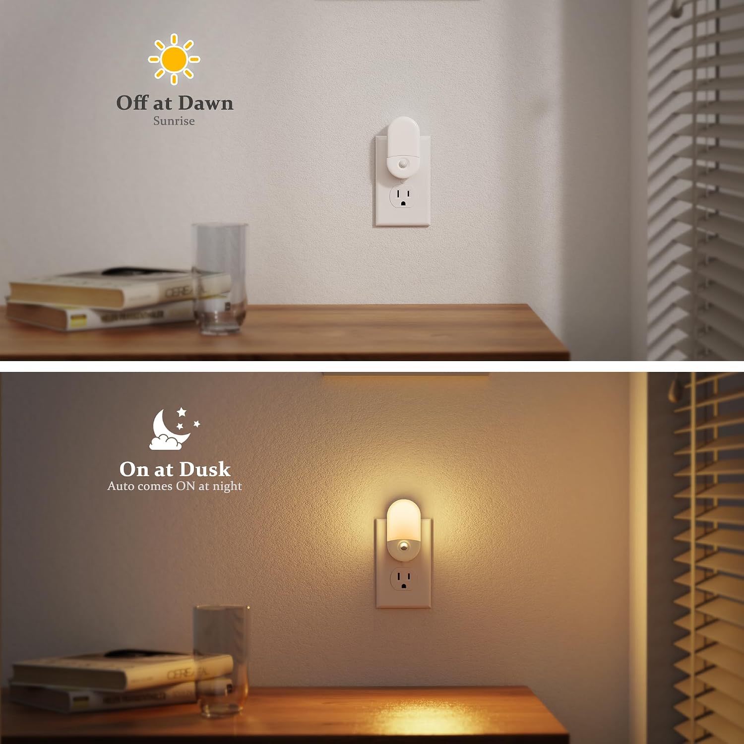 JandCase Motion Sensor Night Light, 2 Pack Motion Activated Night-Lights, 3000K Warm White LED Night Lights Plug into Wall, 30/60LM…
