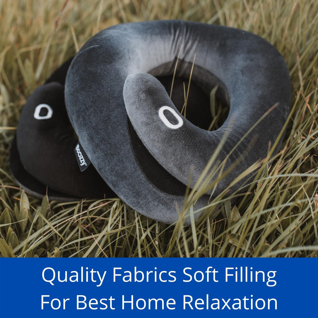 Bcozzy Flat Back Travel Neck Pillow – Patented Neck & Support for Head, Neck, and Chin. Ideal for Airplanes, Long Flights, Car Rides. Adjus…