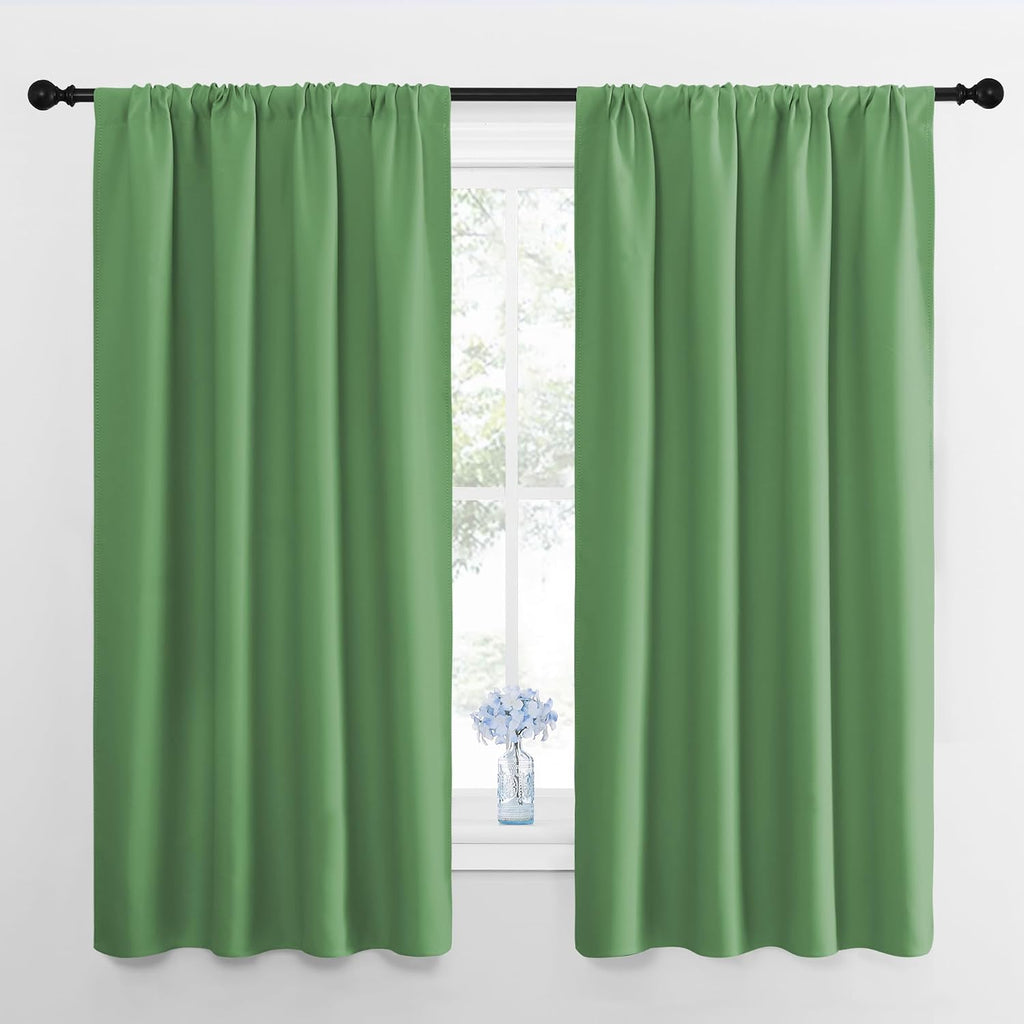 Nicetown Blackout Curtains for Living Room, Froest Green, 2 Panels, 42 by 63, Darkening Window Curtain Panels, easy maintenance Solid…