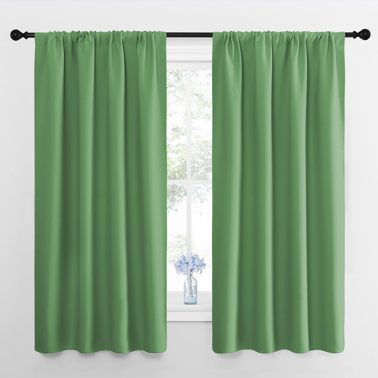 Nicetown Blackout Curtains for Living Room, Froest Green, 2 Panels, 42 by 63, Darkening Window Curtain Panels, easy maintenance Solid…