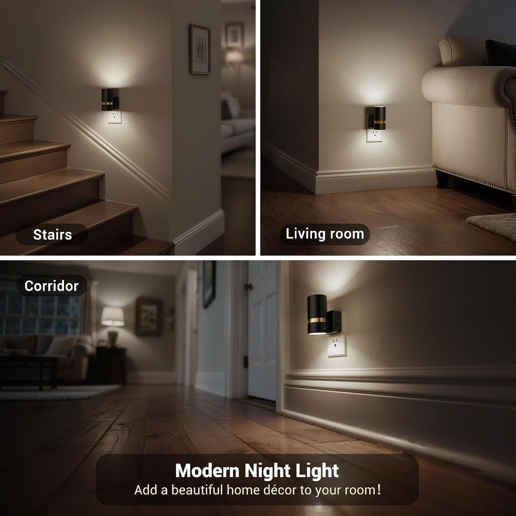 JandCase Night Lights Plug into Wall, Automatic Night Light with Dusk to Dawn, 2 Pack 0-100LM Dimmable Plug in LED Nightlight 5000K…