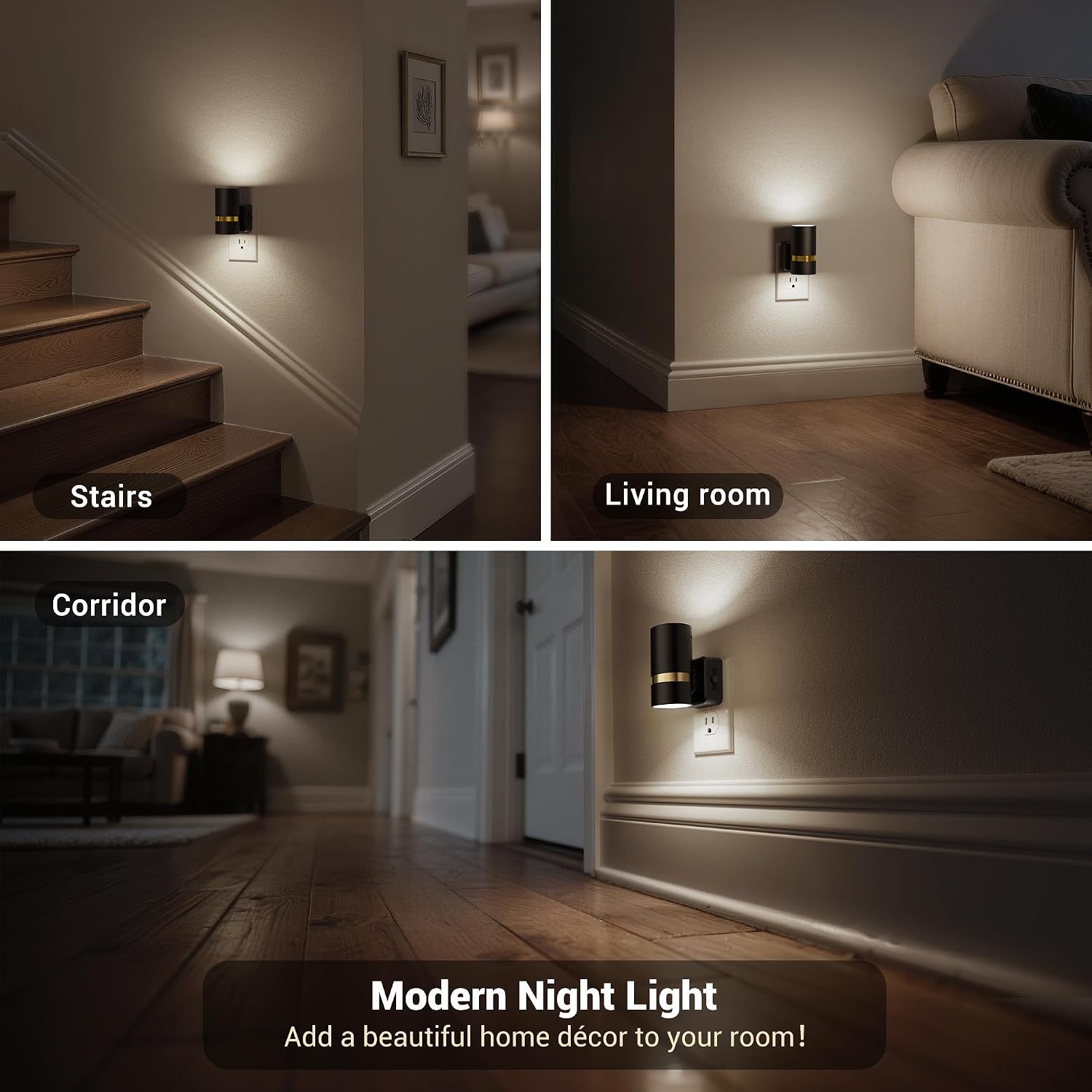 JandCase Night Lights Plug into Wall, Automatic Night Light with Dusk to Dawn, 2 Pack 0-100LM Dimmable Plug in LED Nightlight 5000K…
