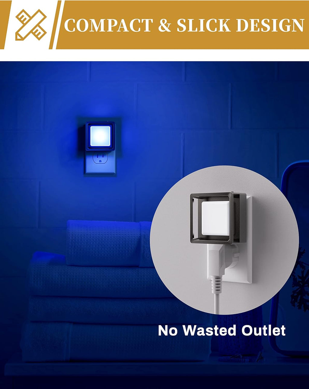 DORESshop Blue Night Light [2 Pack], Night Lights Plug Into Wall, Night Light Dusk to Dawn Sensor, LED NightLight Adjustable Brightness…