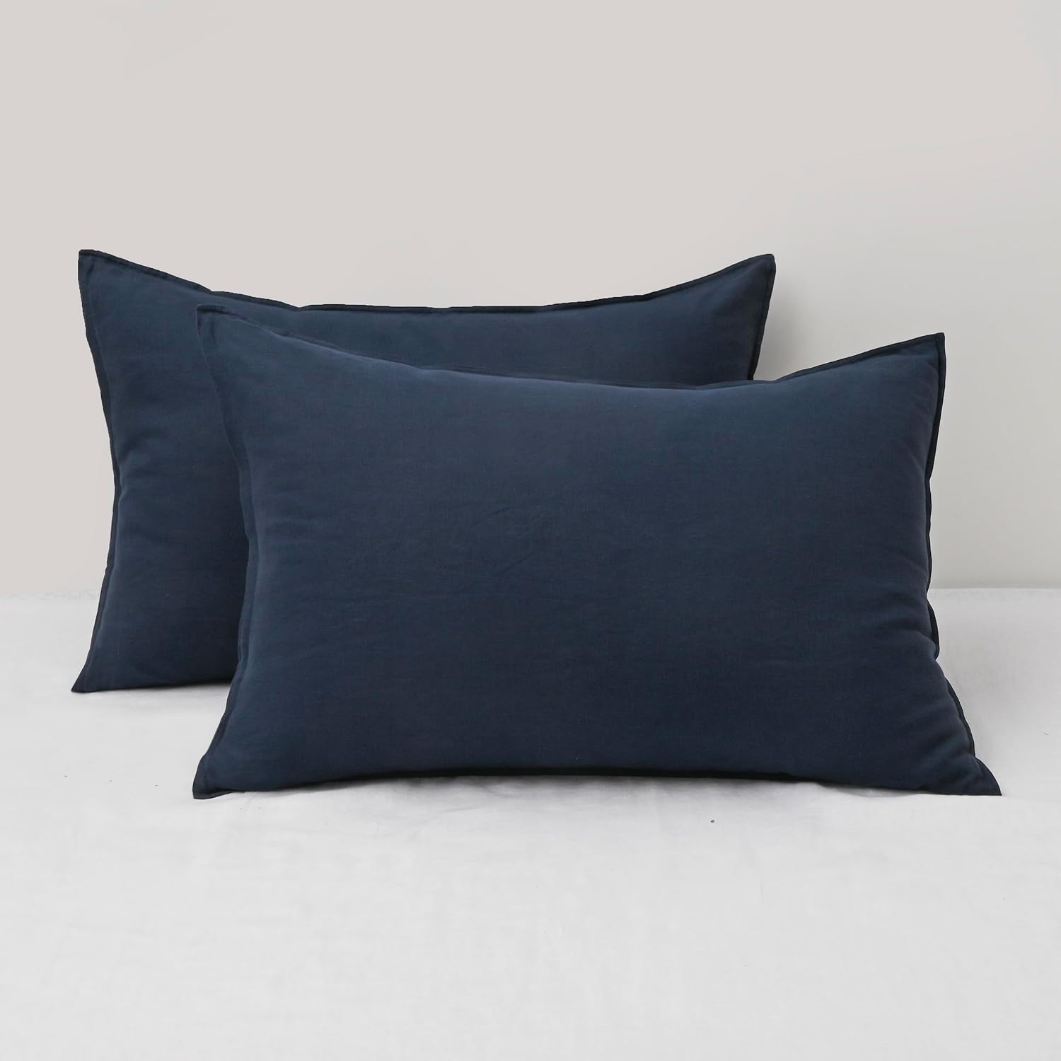 Chuffed Linen Pillowcases 2 Pack 100% Linen Standard Pillow Cases, Breathable and Cooling Washed Pillowshams with Zipper Closure, 20x30 Inc…