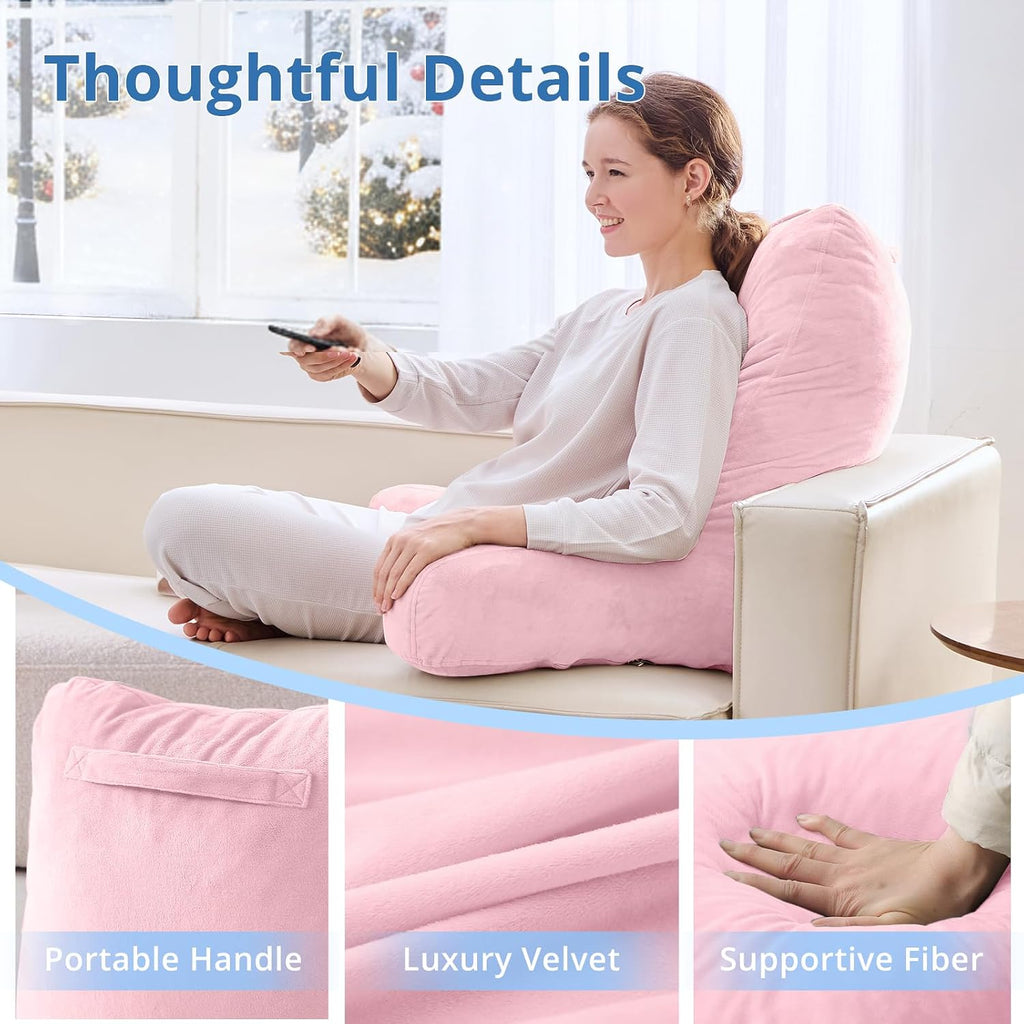 Sasttie 25-inch Reading Pillows for Sitting in Bed Adult, Jumbo Velvet Back Pillow Bed Sitting Up, XL High Back-Rest Support Cushion for…