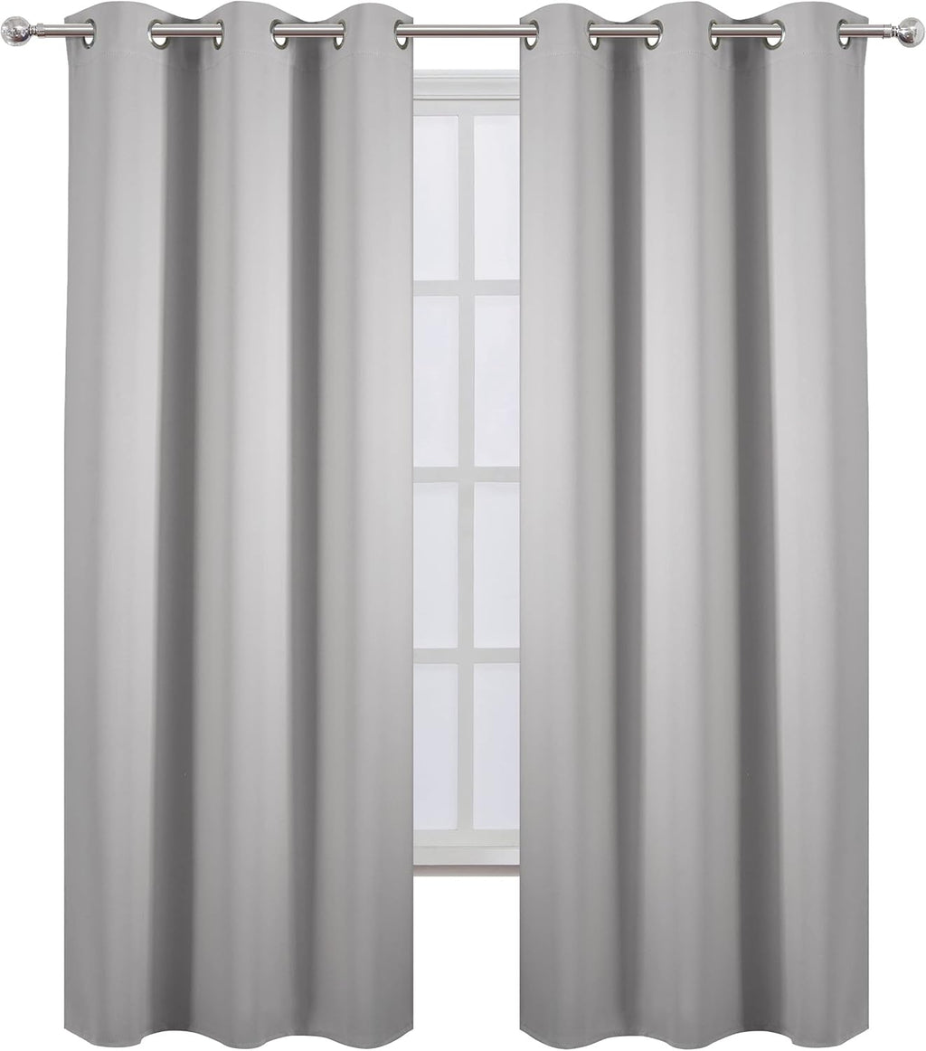 Lemomo Blackout Curtains 42 x 84 inch/Light Grey Curtains Set of 2 Panels/Thermal Insulated Room Darkening Bedroom Curtains 84 inch Grey