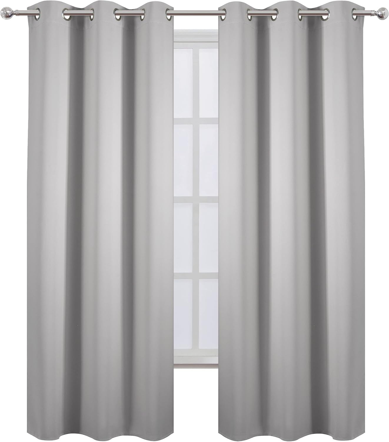 Lemomo Blackout Curtains 42 x 84 inch/Light Grey Curtains Set of 2 Panels/Thermal Insulated Room Darkening Bedroom Curtains 84 inch Grey