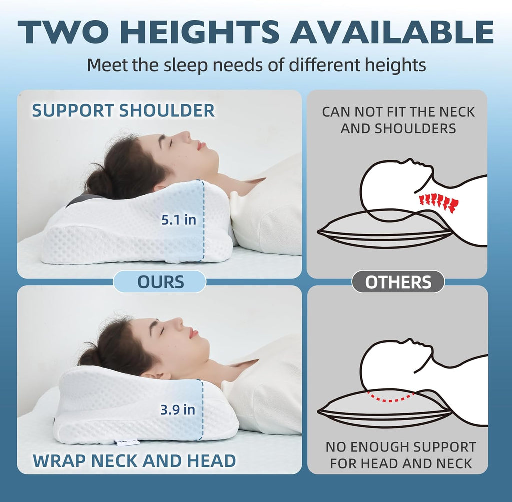 OrcalicRoomFurniture Cervical Neck Pillow for, Ergonomic Memory Foam Pillow for Sleeping, Orthopedic Bed Pillow Neck Support Pillow, Conto…